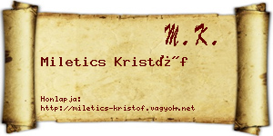 Miletics Kristóf névjegykártya