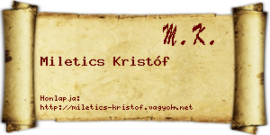 Miletics Kristóf névjegykártya